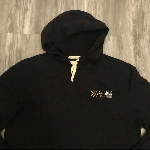 Marine Layer Hoodie Sweatshirt Pullover Mens Black Long sleeve Veteran Logo M‎ - Picture 2 of 9